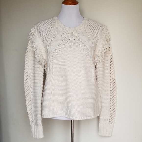 Q+A Los Angeles Small Fringe Sleeve Boho Sweater - Picture 1 of 4